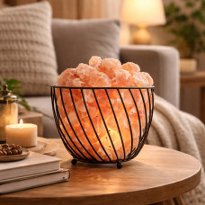 Світильник Кошик металевий з соляним камінням 18х18х16 см