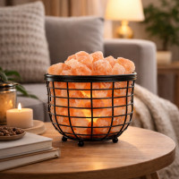 Світильник Кошик металевий з соляним камінням 20х20х16 см