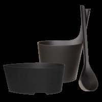 Комплект запарник + шайка + чорниця Rento біокомпозит, чорний