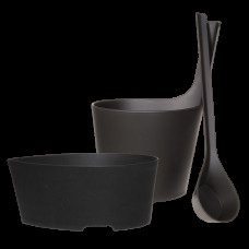 Комплект запарник + шайка + чорниця Rento біокомпозит, чорний