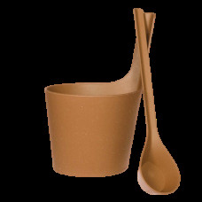 Комплект Rento біокомпозит (шайка + черпак), коричневий для лазні та сауни