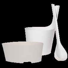 Комплект запарник + шайка + черпак Rento біокомпозит, білий