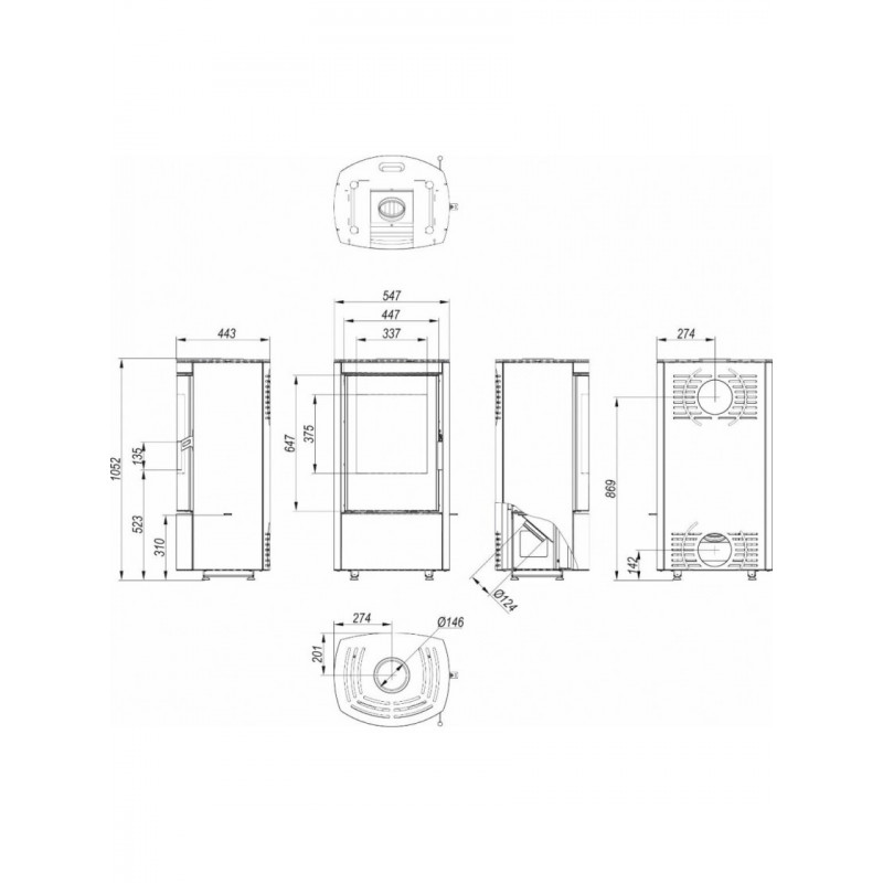 Сталева піч Defro Home CERES Чорний (чорний шамот)