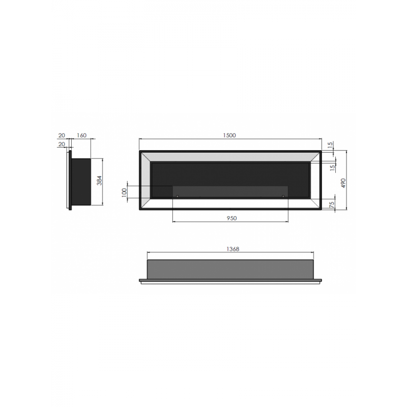 Біокамін Simple Fire FRAME 1500 Inox зі склом