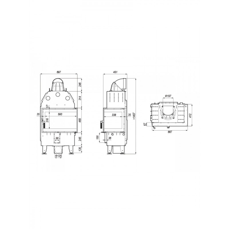 Камінна топка Defro Home INTRA SM BL Mini (чорний шамот)
