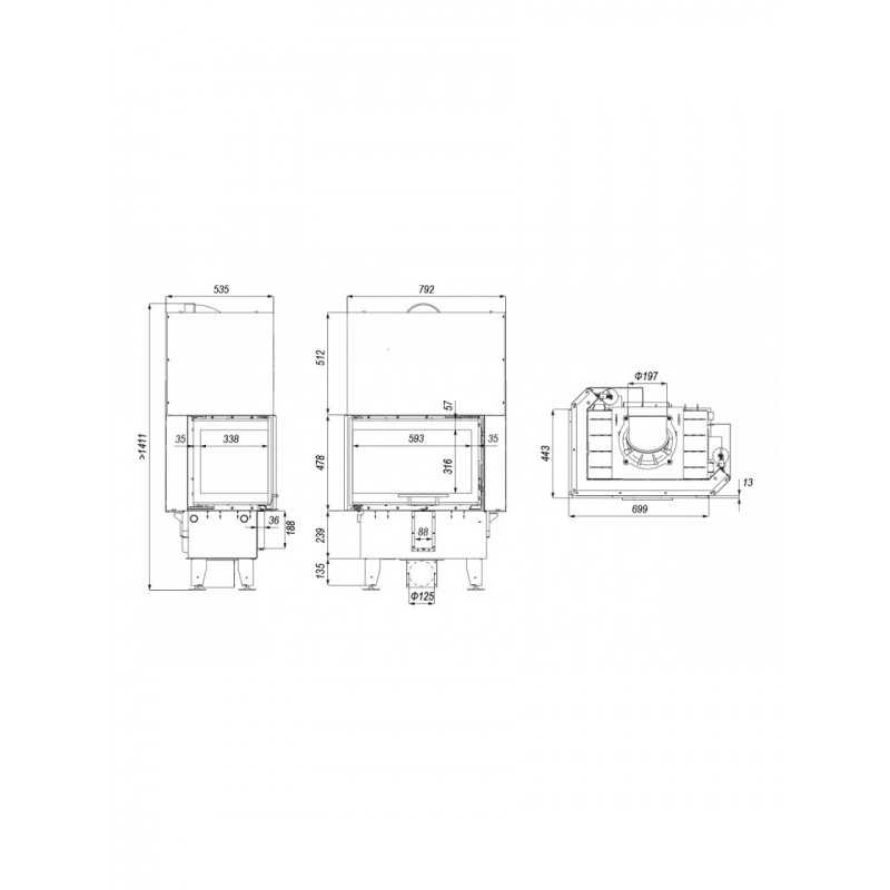 Камінна топка Defro Home INTRA SM BP G Mini (чорний шамот)