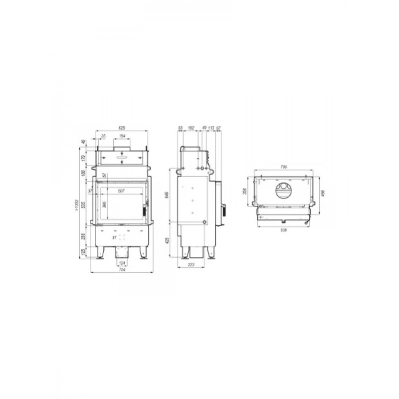 Камінна топка з водяним контуром Defro Home NAVI SM (чорний шамот)