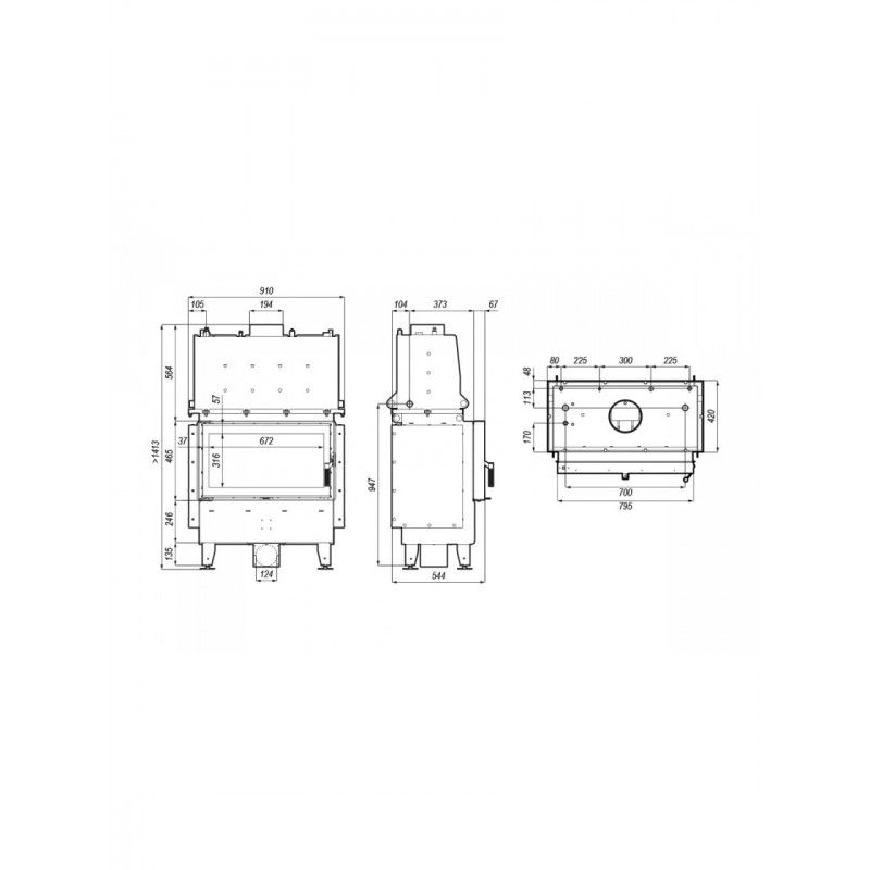 Камінна топка з водяним контуром Defro Home RIVA ME BL SHORT (чорний шамот)