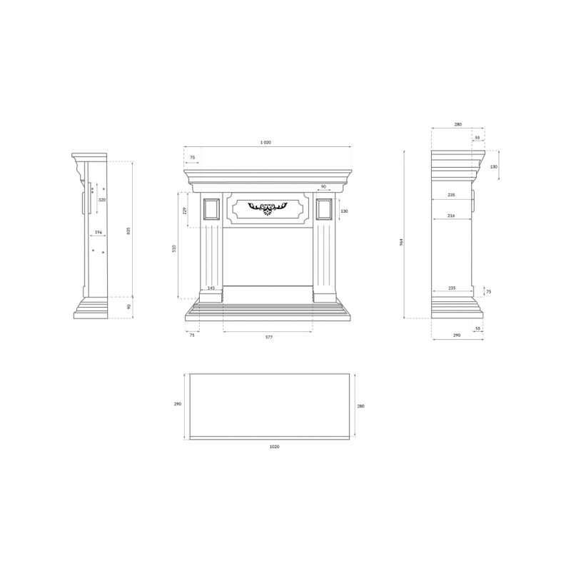Камінокомплект Aflamo RIVIA + LED 60 3D