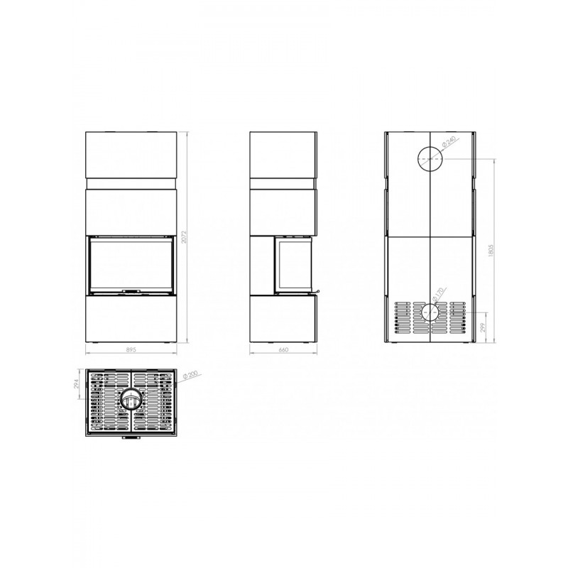 Камінна топка Hitze TRINITY TRI80X35X53 TRI BOX