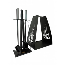 Набір для каміна "Екскалібур М" з корзиною для дров "Полум'я"