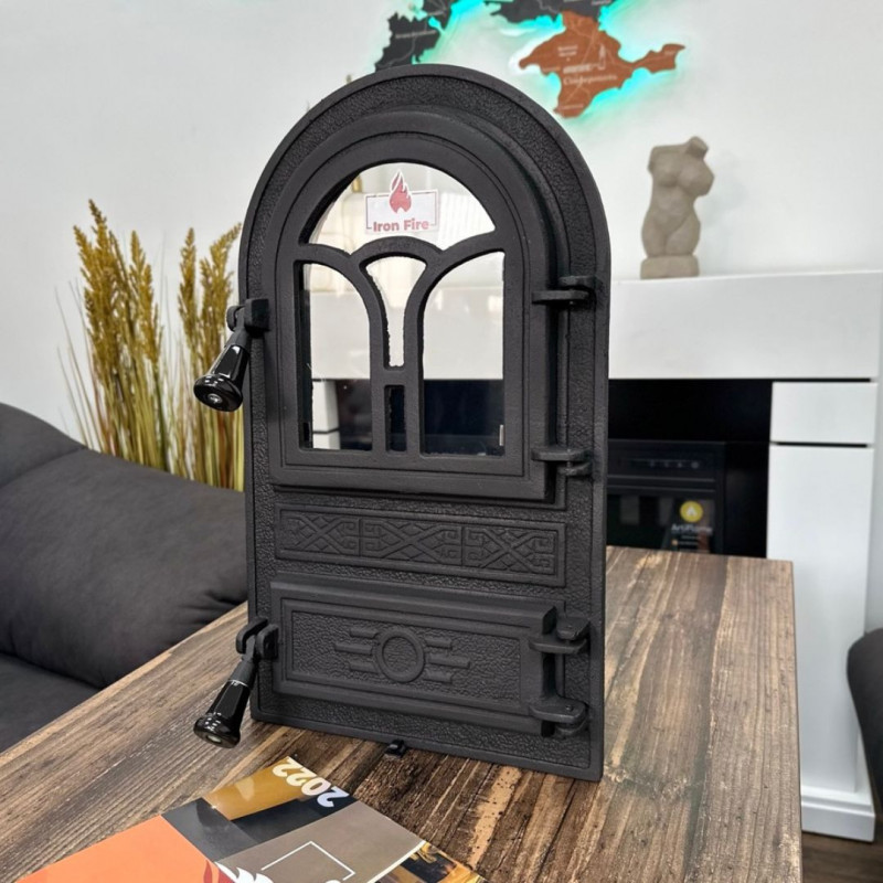 Дверцята чавунні для печі/барбекю Iron Fire Fagure 305х520 мм з вогнетривким склом Robax