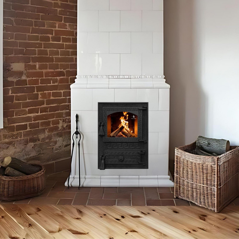 Дверцята чавунні для печі/барбекю Iron Fire Versace 370х485 мм з вогнетривким склом Robax