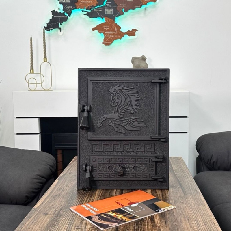 Дверцята чавунні для печі/барбекю Iron Fire Versace WG 370х485 мм