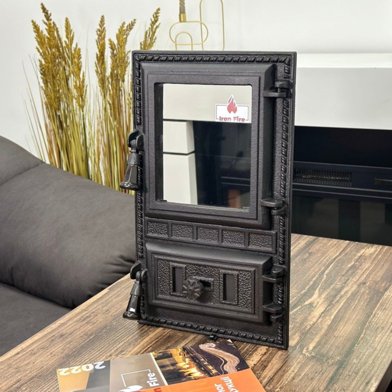 Дверцята чавунні для печі/барбекю Iron Fire Aventa 295x500 мм з вогнетривким склом Robax