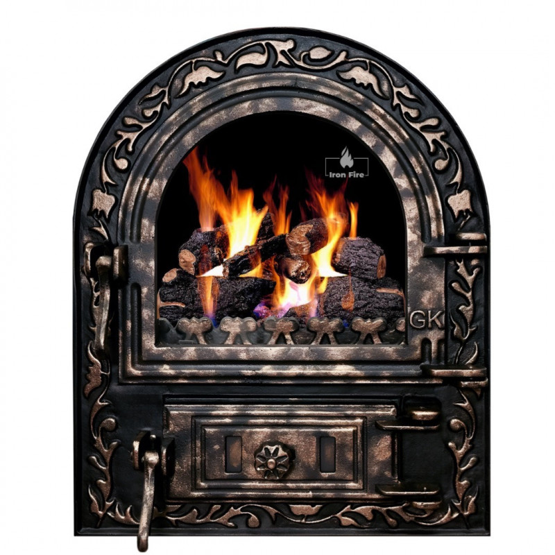 Дверцята чавунні для печі/барбекю Iron Fire Artik 460х560 мм з вогнетривким склом Robax