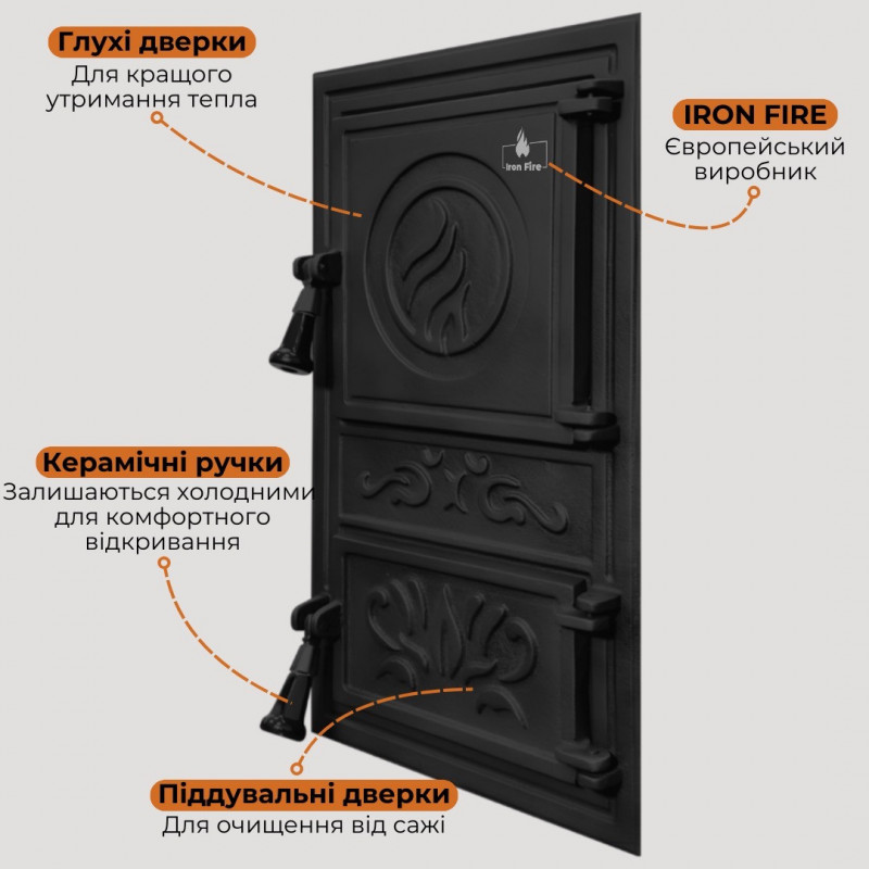 Дверцята чавунні для печі/барбекю Iron Fire Fiona WG 305х510 мм
