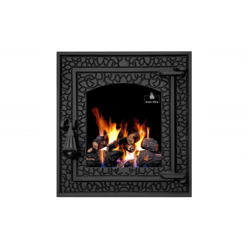 Дверцята чавунні для каміна/барбекю Iron Fire Bastion S 370х400 мм з вогнетривким склом Robax
