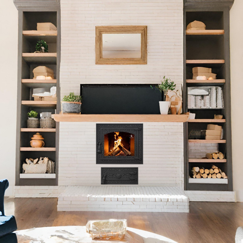 Дверцята чавунні для каміна/барбекю Iron Fire Bastion L 460x400 мм з вогнетривким склом Robax