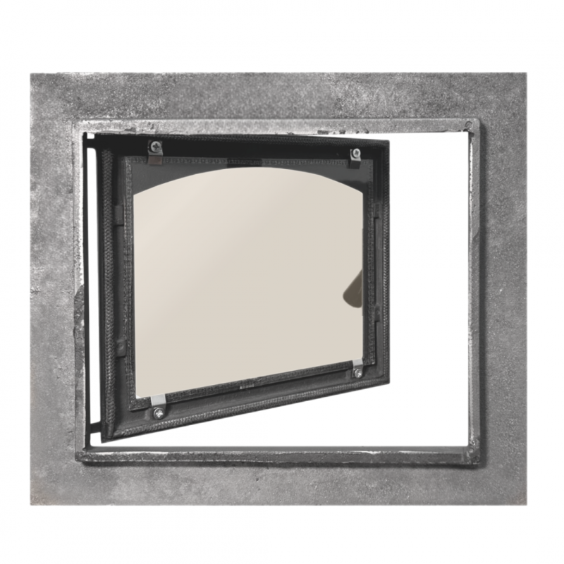 Дверцята чавунні для каміна/барбекю Iron Fire Bastion L 460x400 мм з вогнетривким склом Robax