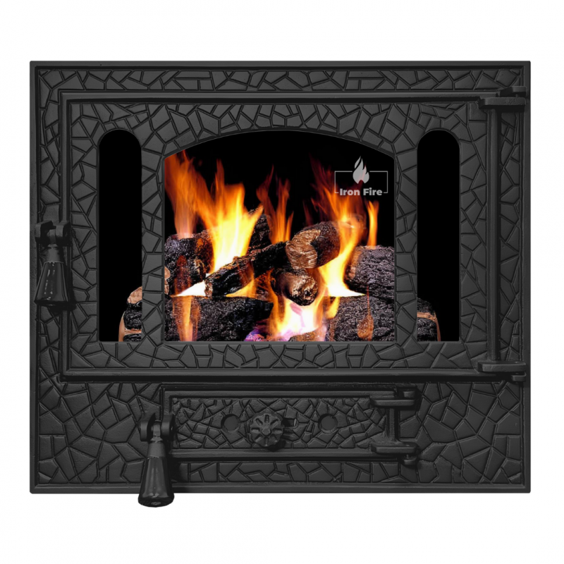 Дверцята чавунні для печі/барбекю Iron Fire Panorama 580х500 мм з вогнетривким склом Robax