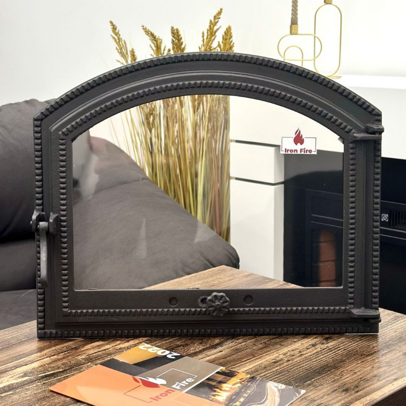 Дверцята чавунні для каміна/барбекю Iron Fire Sandra 575х475 мм з вогнетривким склом Robax