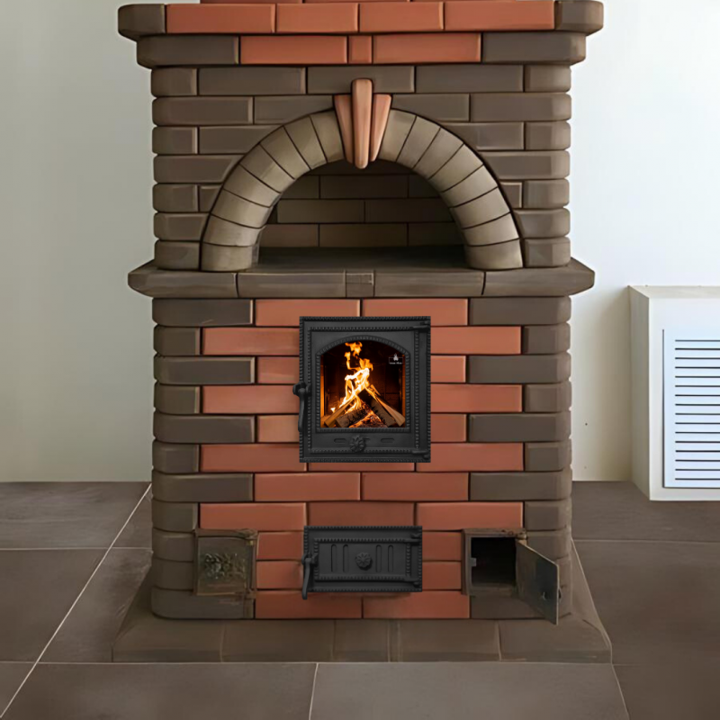 Дверцята чавунні для каміна/барбекю Iron Fire Style 35 350х390 мм з вогнетривким склом Robax