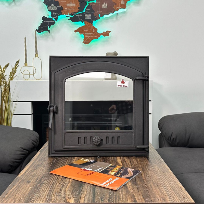 Дверцята чавунні для каміна/барбекю Iron Fire Style 50 485х485 мм з вогнетривким склом Robax