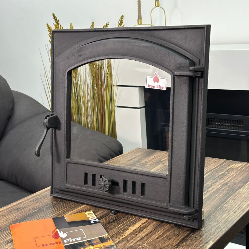 Дверцята чавунні для каміна/барбекю Iron Fire Style 50 485х485 мм з вогнетривким склом Robax