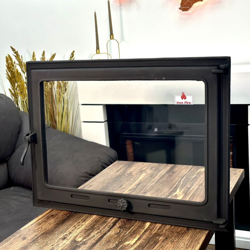 Дверцята чавунні для каміна/барбекю Iron Fire Style 75 730х540 мм з вогнетривким склом Robax