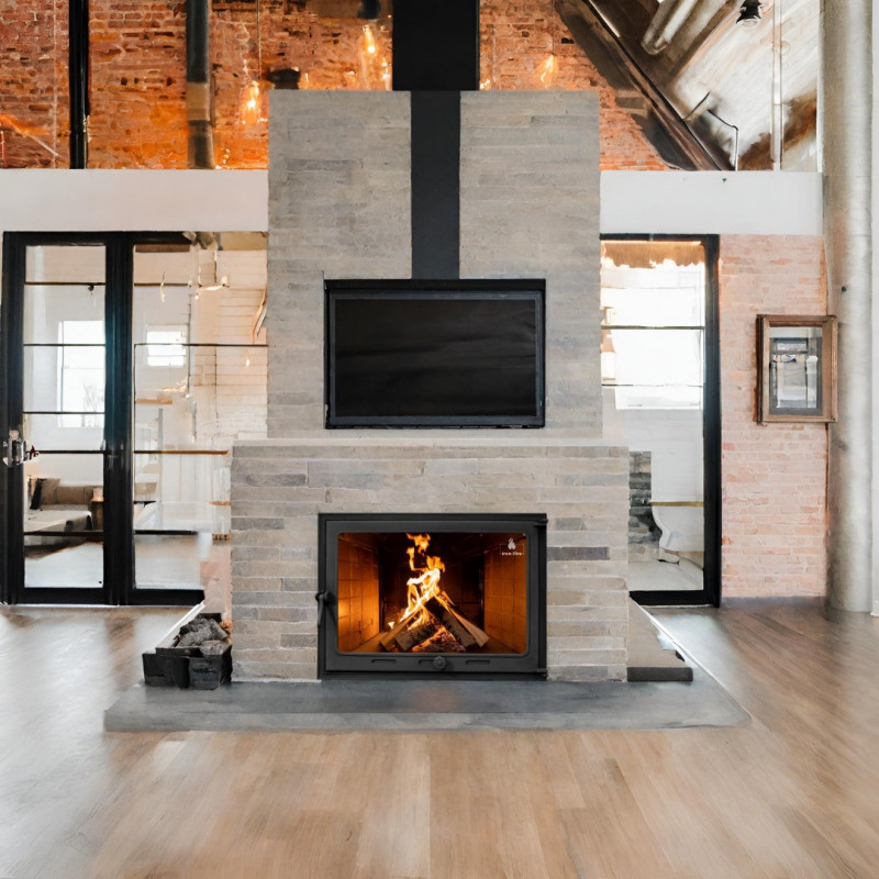 Дверцята чавунні для каміна/барбекю Iron Fire Style 75 730х540 мм з вогнетривким склом Robax