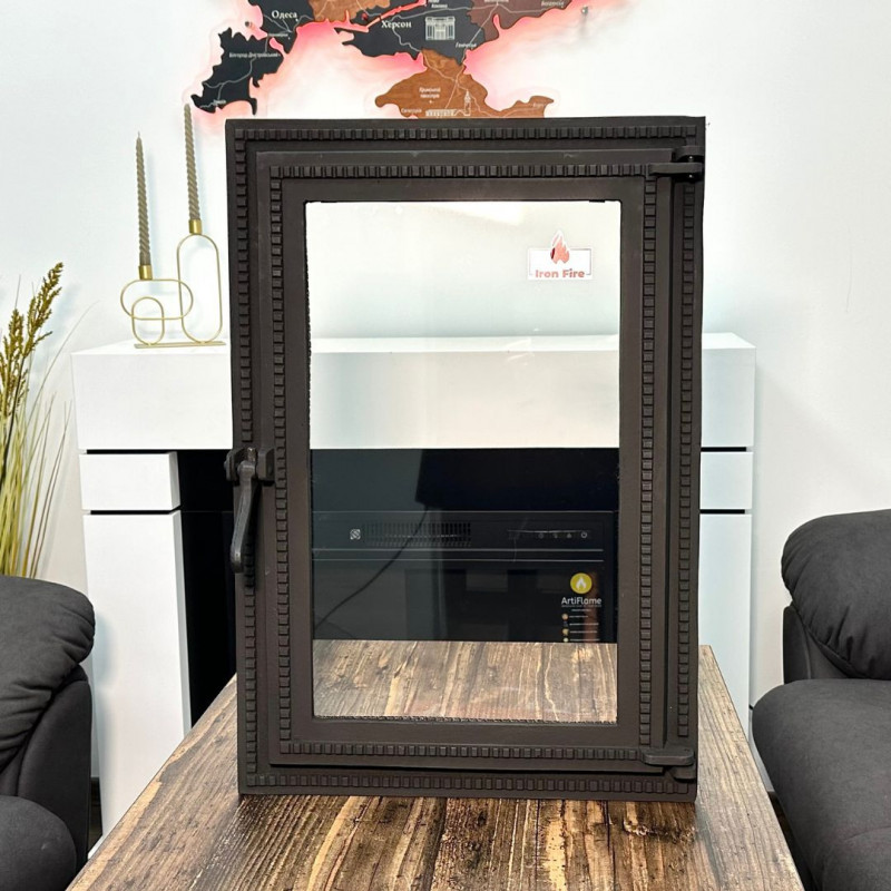 Дверцята чавунні для каміна/барбекю Iron Fire Brown 440x640 мм з вогнетривким склом Robax