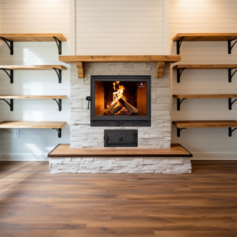 Комплект дверцят чавунні для каміна/барбекю Iron Fire Neil 575х495 мм з вогнетривким склом Robax + піддувальна Style 50 315х165 мм