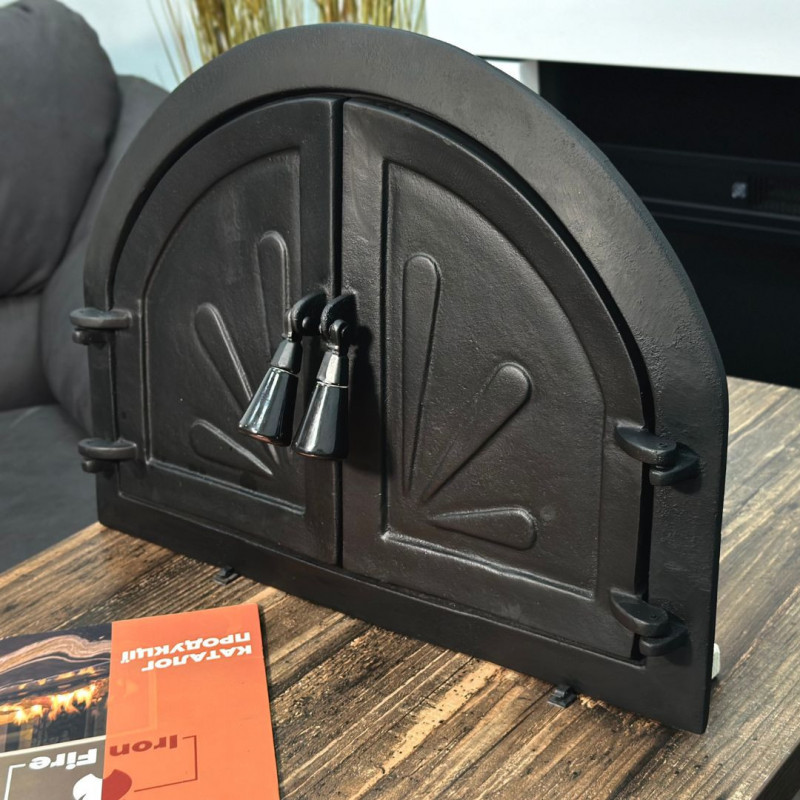 Комплект дверцят чавунні для каміна/барбекю Iron Fire Adeline 550х410 мм + піддувальна Style 50 315х165 мм