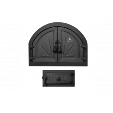 Комплект дверцят чавунні для каміна/барбекю Iron Fire Adeline 550х410 мм + піддувальна Style 50 315х165 мм