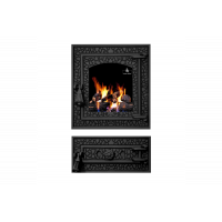 Комплект дверцят чавунні для каміна/барбекю Iron Fire Bastion S 370х400 мм з вогнетривким склом Robax + піддувальна Bastion 375х175 мм