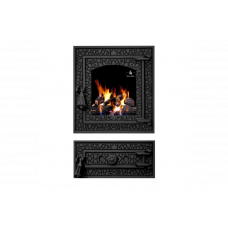 Комплект дверцят чавунні для каміна/барбекю Iron Fire Bastion S 370х400 мм з вогнетривким склом Robax + піддувальна Bastion 375х175 мм