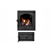 Комплект дверцят чавунні для каміна/барбекю Iron Fire Style 35 350х390 мм з вогнетривким склом Robax + піддувальна Style 35 315х180 мм