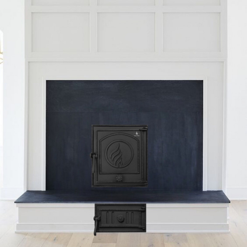 Комплект дверцят чавунні для каміна/барбекю Iron Fire Style 35 WG 350х390 мм + піддувальна Style 35 315х180 мм