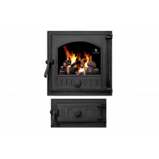 Комплект дверцят чавунні для каміна/барбекю Iron Fire Style 40 390х390 мм з вогнетривким склом Robax + піддувальна Style 50 315х165 мм