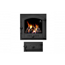 Комплект дверцят чавунні для каміна/барбекю Iron Fire Style 50 485х485 мм з вогнетривким склом Robax + піддувальна Style 50 315х165 мм