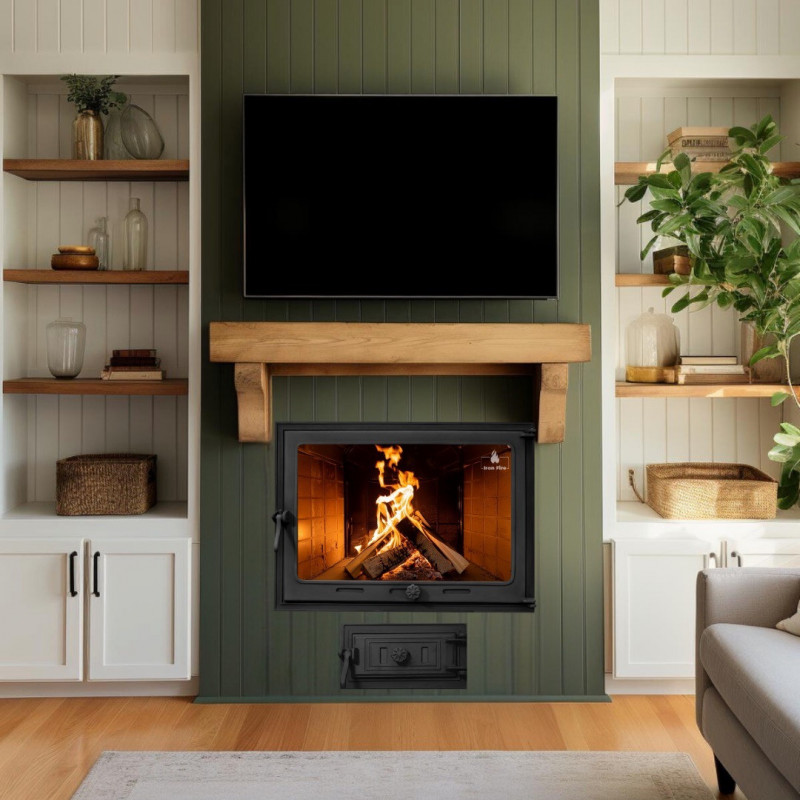 Комплект дверцят чавунні для каміна/барбекю Iron Fire Style 75 730х540 мм з вогнетривким склом Robax + піддувальна Style 50 315х165 мм