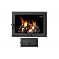 Комплект дверцят чавунні для каміна/барбекю Iron Fire Style 75 730х540 мм з вогнетривким склом Robax + піддувальна Style 50 315х165 мм