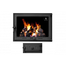 Комплект дверцят чавунні для каміна/барбекю Iron Fire Style 75 730х540 мм з вогнетривким склом Robax + піддувальна Style 50 315х165 мм