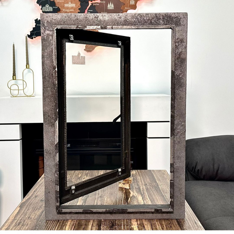 Комплект дверцят чавунні для каміна/барбекю Iron Fire Brown 440x640 мм з вогнетривким склом Robax + піддувальна Style 35 315х180 мм