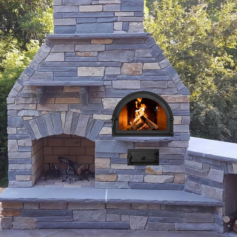 Комплект дверцят чавунні для каміна/барбекю Iron Fire Viola 585х440 мм з вогнетривким склом Robax + піддувальна Style 50 315х165 мм