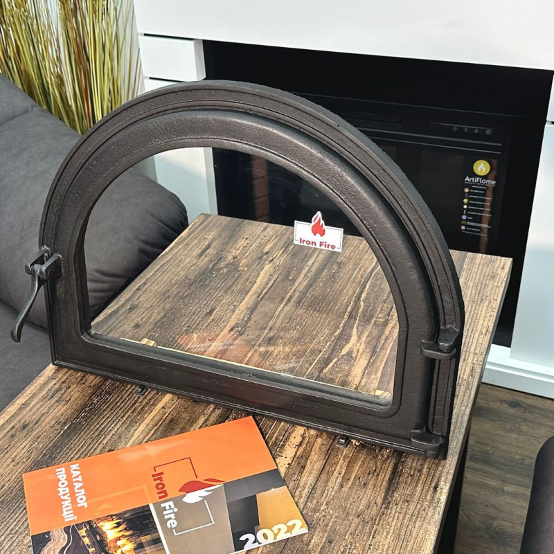 Комплект дверцят чавунні для каміна/барбекю Iron Fire Viola 585х440 мм з вогнетривким склом Robax + піддувальна Style 50 315х165 мм