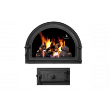 Комплект дверцят чавунні для каміна/барбекю Iron Fire Viola 585х440 мм з вогнетривким склом Robax + піддувальна Style 50 315х165 мм