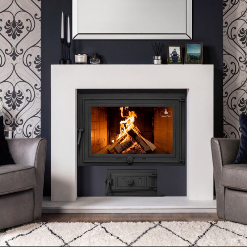 Комплект дверцят чавунні для каміна/барбекю Iron Fire Adam 640x440 мм з вогнетривким склом Robax + піддувальна Style 50 315х165 мм