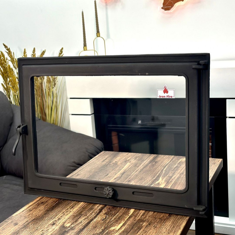Комплект дверцят чавунні для каміна/барбекю Iron Fire Adam 640x440 мм з вогнетривким склом Robax + піддувальна Style 50 315х165 мм